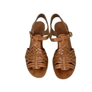 Tory Burch Woven Leather Wedges Brown Women’s Size 7